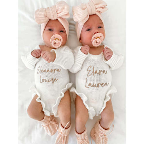 CLASSIC BIRTH ANNOUNCEMENT FRILL ROMPER - MILK