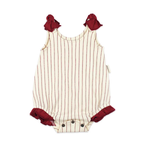 Crimson Pinstripe | Organic Bowtie Shoulder Bodysuit – L'ovedbaby