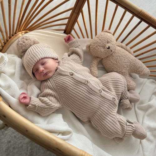 Chunky Knit Milky Coffee Romper