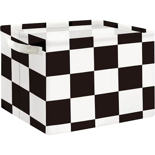 HIYAGON Rectangular Checked Basket 8x6.3x5.1Inches Fabric Storage Bins Mini Storage Baskets for Makeup, Book, Baby Toy Home Decor Canvas Office Desktop Organizers(Checked)