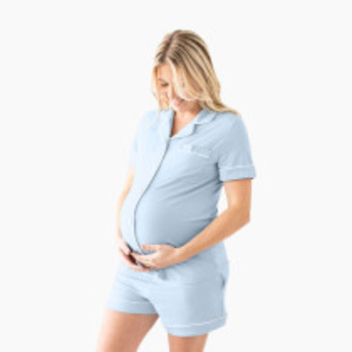 Kindred Bravely Clea Bamboo Viscose Classic Short Sleeve Maternity & Nursing Pajama Set - Mist, 1X