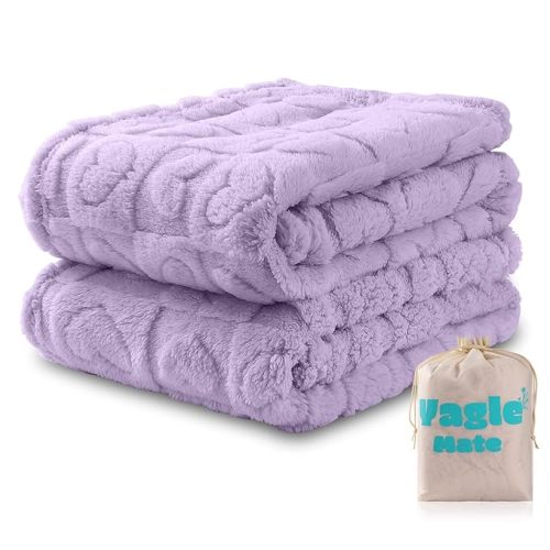 2 Pcs Purple Small Kid Blanket for Girls Soft Cozy Throw Blankets for Bed, Cute Small Travel Blanket, 40 X 50