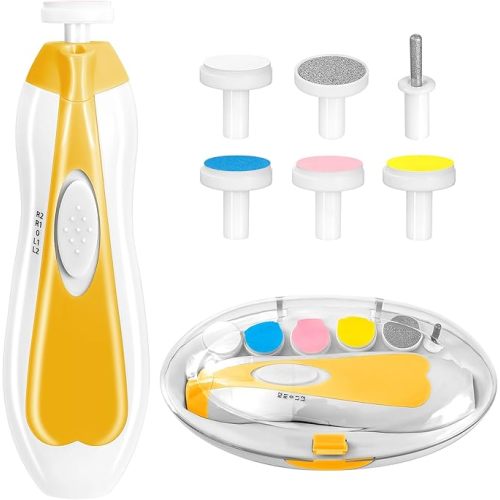Baby Nail Trimmer Electric, 6 in 1 Baby Nail File Clippers Infant Grooming Kit Manicure Set for Toddler or Adults, Yellow