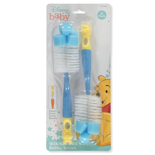 Disney Winnie The Pooh 2-Pack Bottle Brushes - Blue, one Size