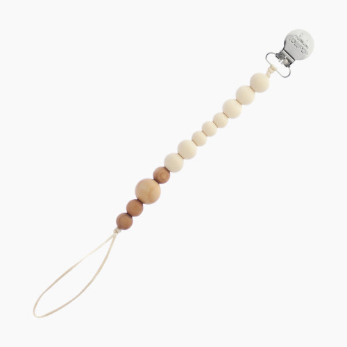 Loulou Lollipop Colorblock Wood & Silicone Pacifier Clip - Wheat Beige