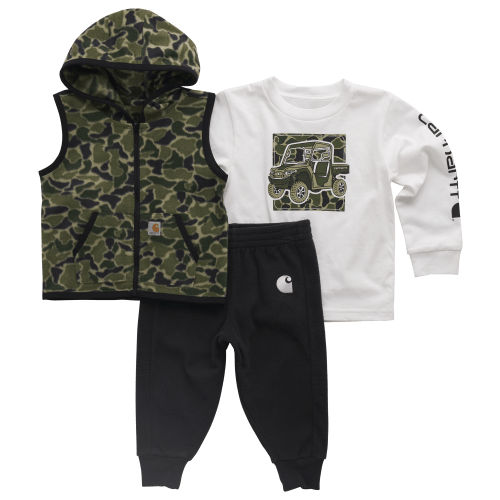 Carhartt Camo Vest, Long-Sleeve T-Shirt, and Pants 3-Piece Set for Babies