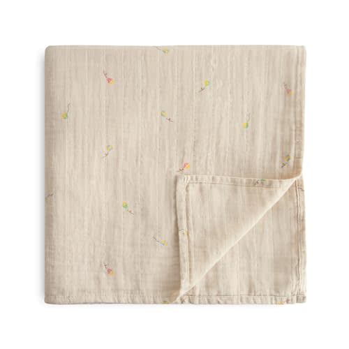 mushie Muslin Baby Swaddle Blanket | 100% Organic Cotton (Kites)