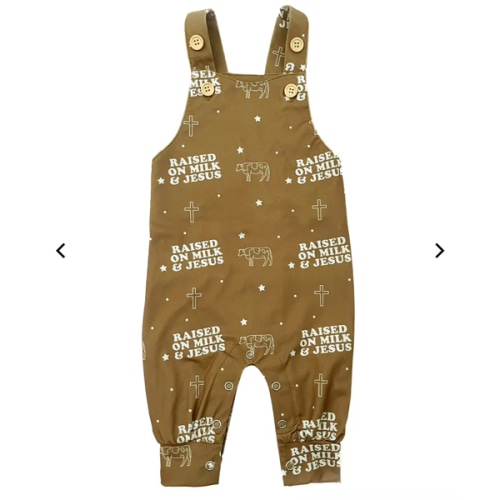 LAST CHANCE*** Raised on Milk & Jesus Overalls – OUR HOUSE ABOVE