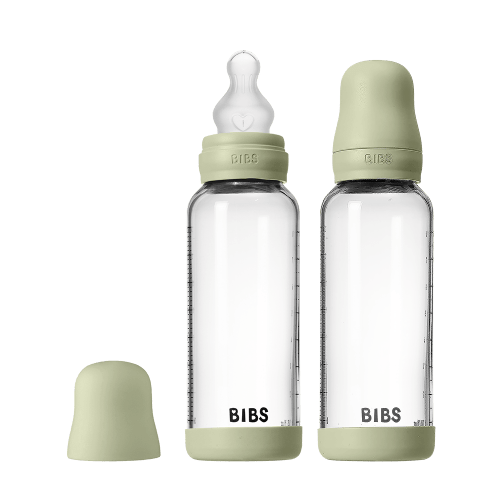 BIBS Glass Baby Bottle 8oz Silicone 2-Pack Sage | Medium Flow – Bibsworld store US