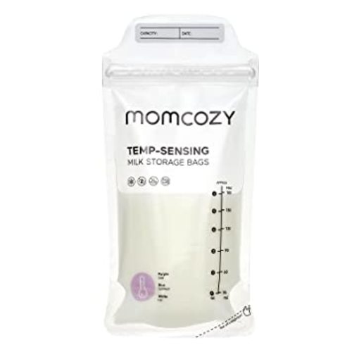 Momcozy Breastmilk Storing Bags, Temp-Sensing Discoloration Breastfeeding Essentials, Disposable Thickened Milk Storage Bag with 6 Ounce Self-Standing, No-Leak Milk Freezer Storage Pouches, 120pcs