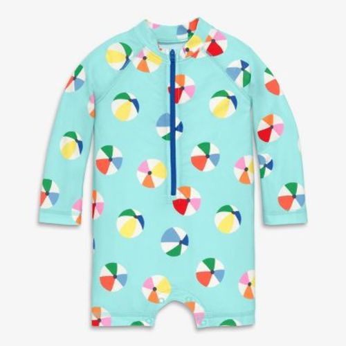 Primary Baby One-Piece Rash Guard In Beach Balls In Mist Beach Balls Size 12-18 Months