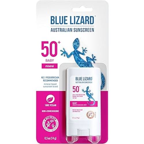 Blue Lizard BABY Mineral Sunscreen Stick with Zinc Oxide, SPF 50+, Water Resistant, UVA/UVB Protection - Easy to apply, Fragrance Free, .5 oz