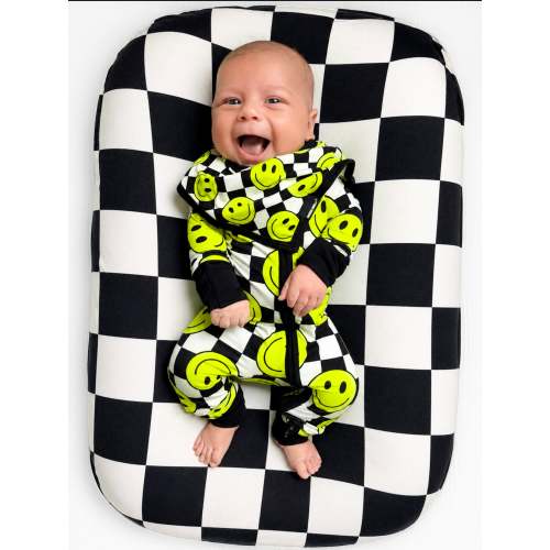 Bamboo Zippy Sleeper in Neon Electric Lime Smileys