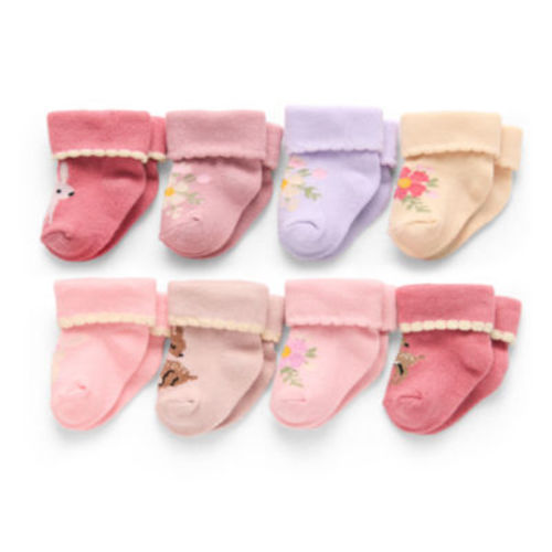 Mini Organics BY NEW YORK Baby Girls 8 Pair Crew Socks