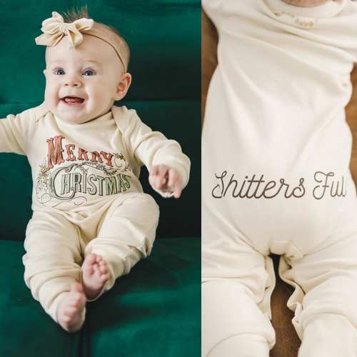 ORIGINAL Merry Christmas Sh*tters Full, Holiday, Organic Cotton Baby Bodysuit, Playsuit, Baby Girl, Baby Boy, Pajamas, Ecofriendly, Handmade