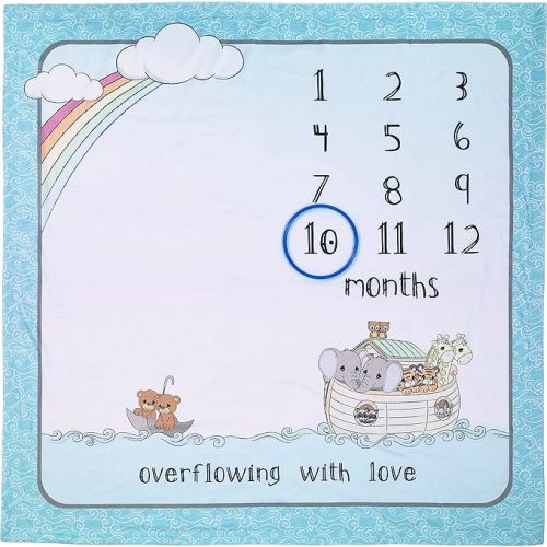 Precious Moments 223409 Overflowing with Love Fabric/Plastic Noah’s Ark Milestone Blanket