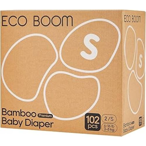 ECO BOOM Diapers, Viscose from Bamboo Diapers, Natural Soft Disposable Nappies for Infant, Size 2 Suitable for 6 to 16lb (Small - 102 Count)