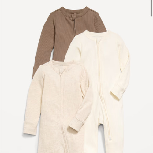 Ribbed 2-Way-Zip Sleep & Play Footed One-Piece 3-Pack for Baby | Old Navy