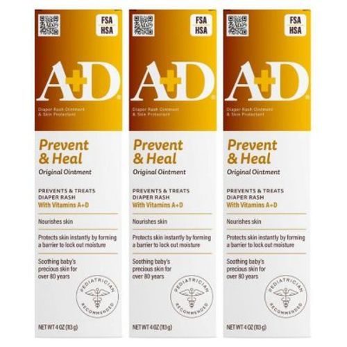 A+D Baby Diaper Rash Ointment, Baby Protectant with Vitamins A and D 4oz
