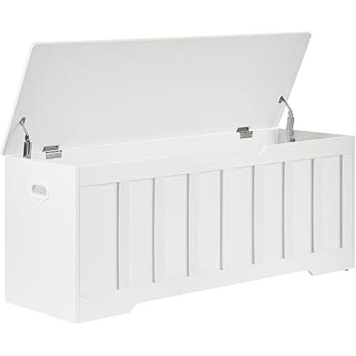 47.2" Storage Chest Extra Large,Storage Trunk with 2 Safety Hinges,Wooden Storage Bench,Shoe Bench,47.2x15.7x19.1 Inch,Easy Assembly,Storage Bench for Bedroom,Living Room,entryway(White).