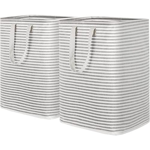 Lifewit 2 Pack Laundry Hamper Large Collapsible Laundry Baskets, Freestanding Waterproof Clothes Hamper with Easy Carry Handles in Laundry Room Bedroom Bathroom College Dorm for Adults, Grey, 2 x 90L
