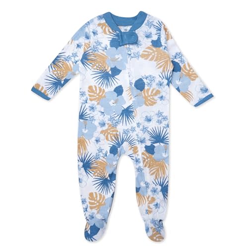 HonestBaby Sleep & Play Footed One-piece Pajama Sleeper 100% Organic Cotton, Baby Boys