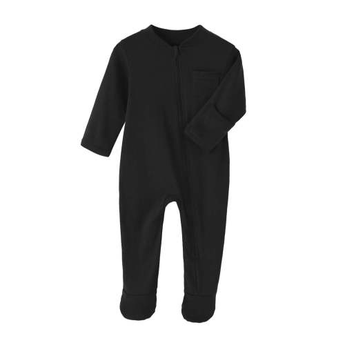 Weebloom Baby Rompers Boy Girl Bodysuits Winter Long Sleeve Zip Up Romper Soft Outfit For Toddler 1-12 Months Comfortable Warm Outfit Pajamas,Black 0-3 Months