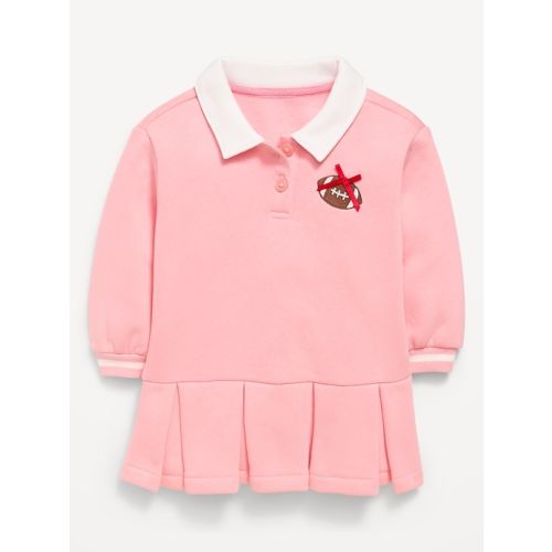 Long-Sleeve Collared Fleece Dress for Baby