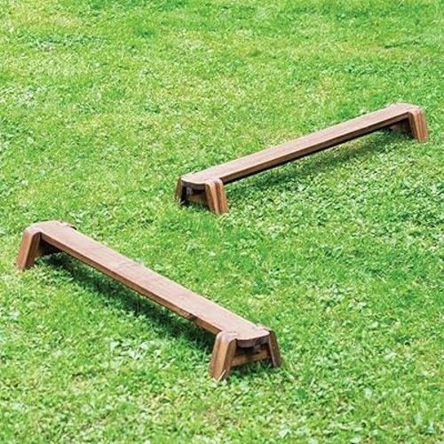 Acadia Outdoor Balance Beam for Kids: Set of 2 Acacia Wood Montessori Toy for Kids Ages 3+, Build Coordination and Gross Motor Skills, Toddler Balancing Beams Obstacle Course for Kids Outdoor Activity