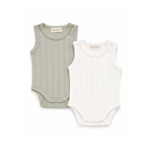 The Everyday Pointelle Bodysuit Set — Sage + Ivory