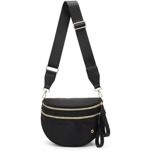 Checkered Crossbody Bag Nylon Bum Bags for Women Spacious Handbags Checkered Purse Fanny Packs with Shoulder Strap