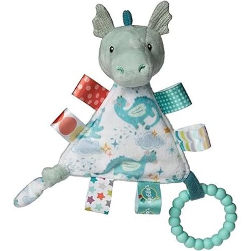 Taggies Teething Toys Baby Rattle Portable Triangle Activity Toy with Sensory Tags, 6-Inches, Drax Dragon