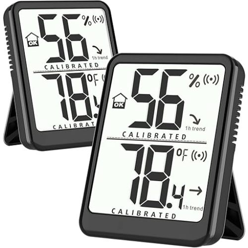 Antonki 2 Pack Room Thermometer Small Hygrometer Indoor Humidity Monitor Sensor, Digital Temperature and Humidity Meter Gauge for Home, Baby Nursery, Reptile, Greenhouse - Battery Included