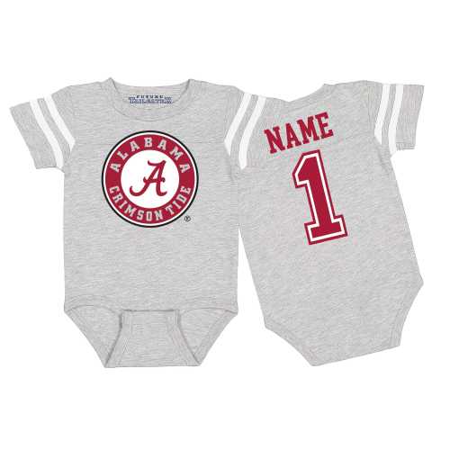 Future Tailgater Alabama Crimson Tide Collegiate Licensed Football Jersey Baby Bodysuit - Personalized
