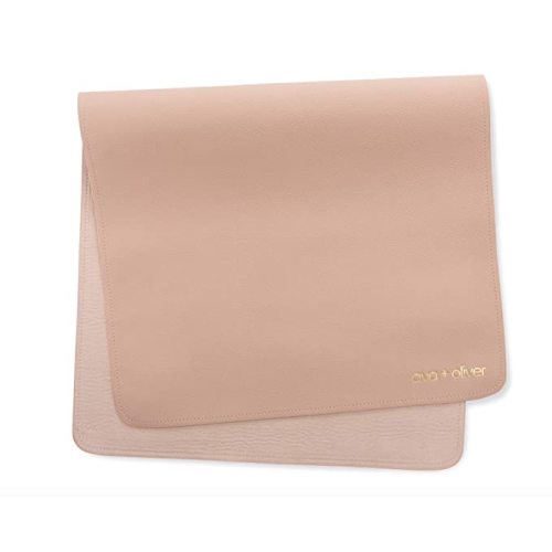 Vegan Leather Baby Changing Mat - Multipurpose Portable Wipeable Diaper Pad - Foldable for Travel (16 x 30 in) (Pink Sand)