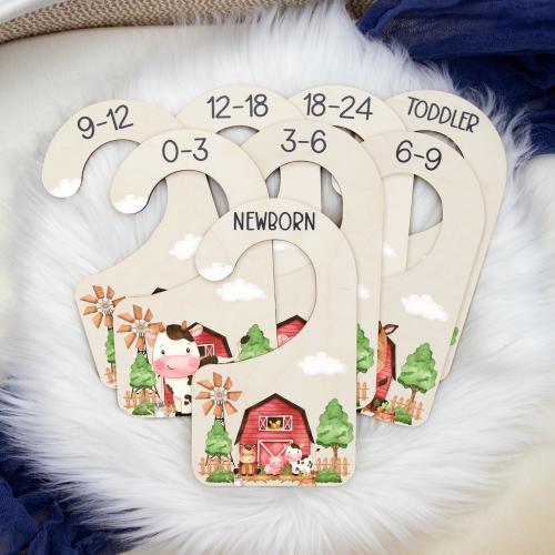 Farm Clothing Dividers, Farm Animals Baby Clothing Divider, Wood Wardrobe Divider, Nursery Closet Divider, Farm Nursery Theme C41