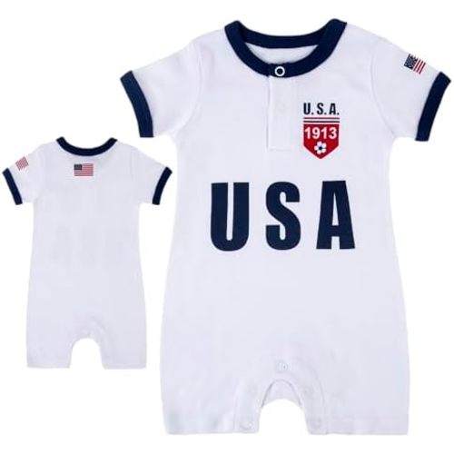Cnins Sports Fan Baby Outfits 0-24M | Soccer Themed Newborn Infant Bodysuit Rompers | Football Clothes for Toddlers
