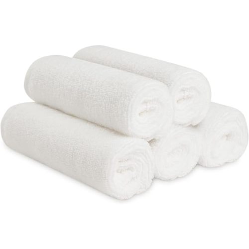 Natemia Organic Baby Washcloths (5 Pack, 12” x 12”) – 100% Organic Cotton – Ultra-Soft Baby Towels for Sensitive Skin – Newborn, Boys & Girls – Bathtime Wash Cloths, Baby Registry Must-Have (White)