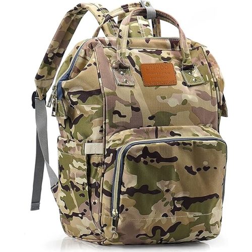 LIMHOO Diaper Bag Backpack for Men Dad, Waterproof Large Canvas Camo Nappy Bags, Baby Care Bag (Camo)