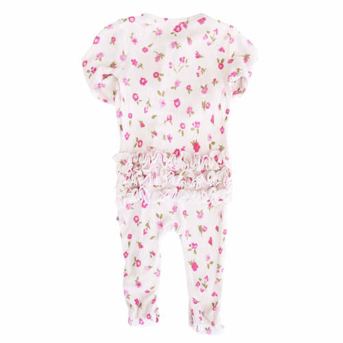 Penny's Posies Bamboo Waffle Ruffle Zipper Footie