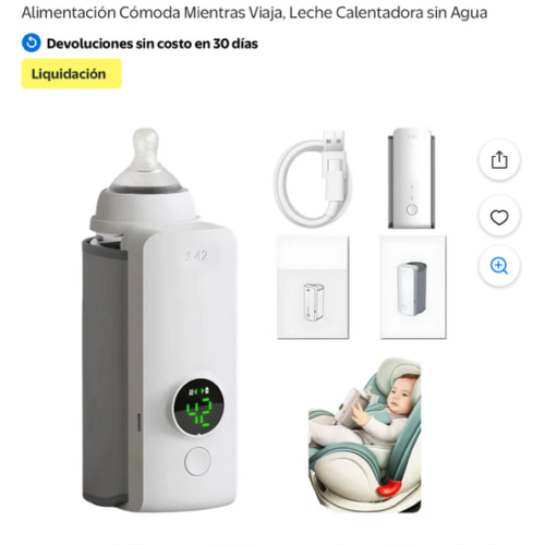 Portable Bottle Warmer for Travel,Fast-Heating & Long-Lasting Warming UP to 5H,Precise Temperature Control,Comfortable Feeding on The Go,Waterless Warming Milk