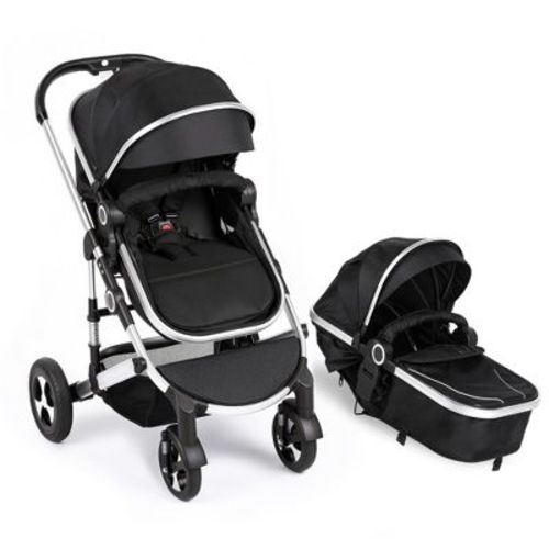 TODECARE 2-in-1 Convertible Baby Stroller with Reversible Seat, Adjustable Canopy and Storage, Black