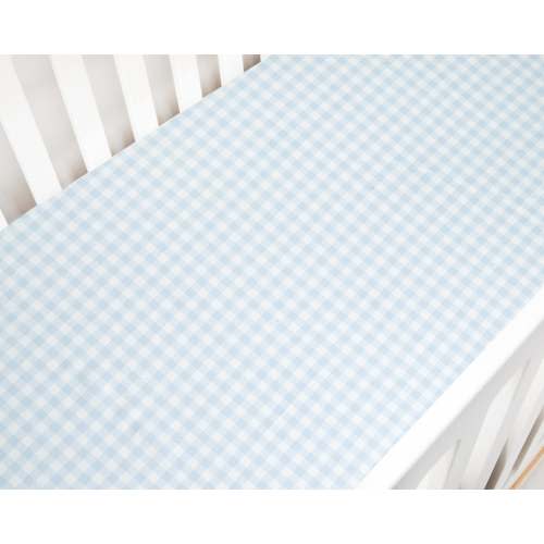 Picnic Gingham Crib Sheet - Blue