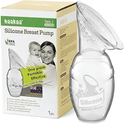 haakaa Manual Breast Pump for Breastfeeding, Silicone, Clear 4oz/100ml