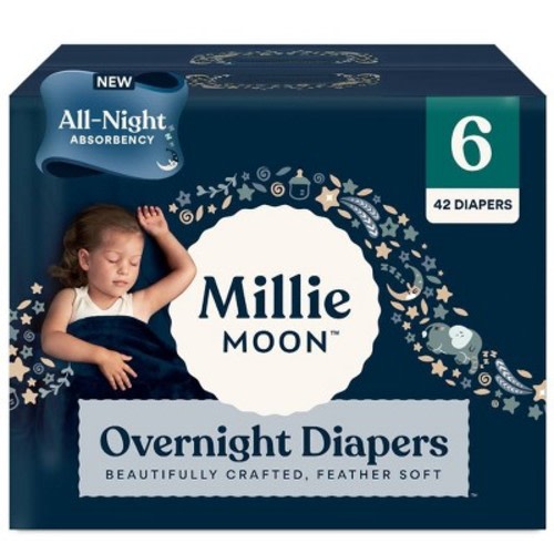Millie Moon Disposable Overnight Diapers, Size: 6