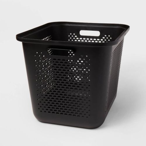 Large Decorative Plastic Bin with Cutout Handles Black - Brightroom™: Stackable Storage, 25L, 13" Cube Compatible