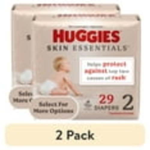 (2 pack) Huggies Skin Essentials Baby Diapers for Sensitive Skin, Size 2 (12-18 lbs), 29 Ct (Select for More)