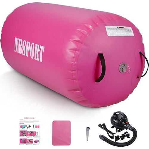Air Barrel - Air Roller Gymnastics Barrel for Back Handspring Trainer, Air Tumble Mat with Pump for Gym Training/Yoga Balance Exercise/Cheerleading/Home and Outdoor Use