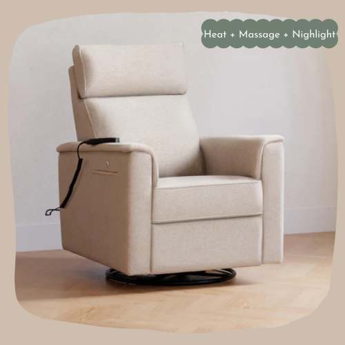 Monogram by Namesake - Willa Deluxe Heat & Massage Power Recliner with Adjustable Headrest - Performance Beach
