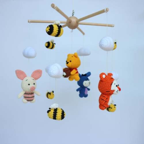 Winnie the Pooh Mobile Pooh Bear With Bee Mobile Crochet - Etsy